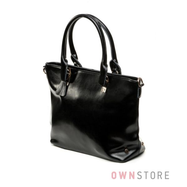 Купить кожаную черную женскую сумку с заклепками от Meglio - арт.8980
